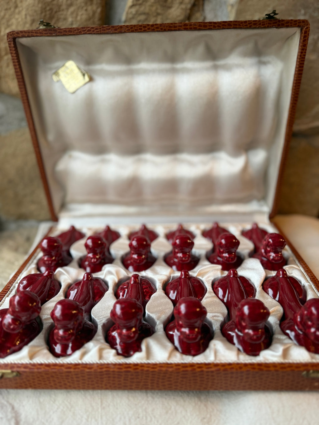 Vintage French Knife Rest Set | Burgundy Poodles in Original Box