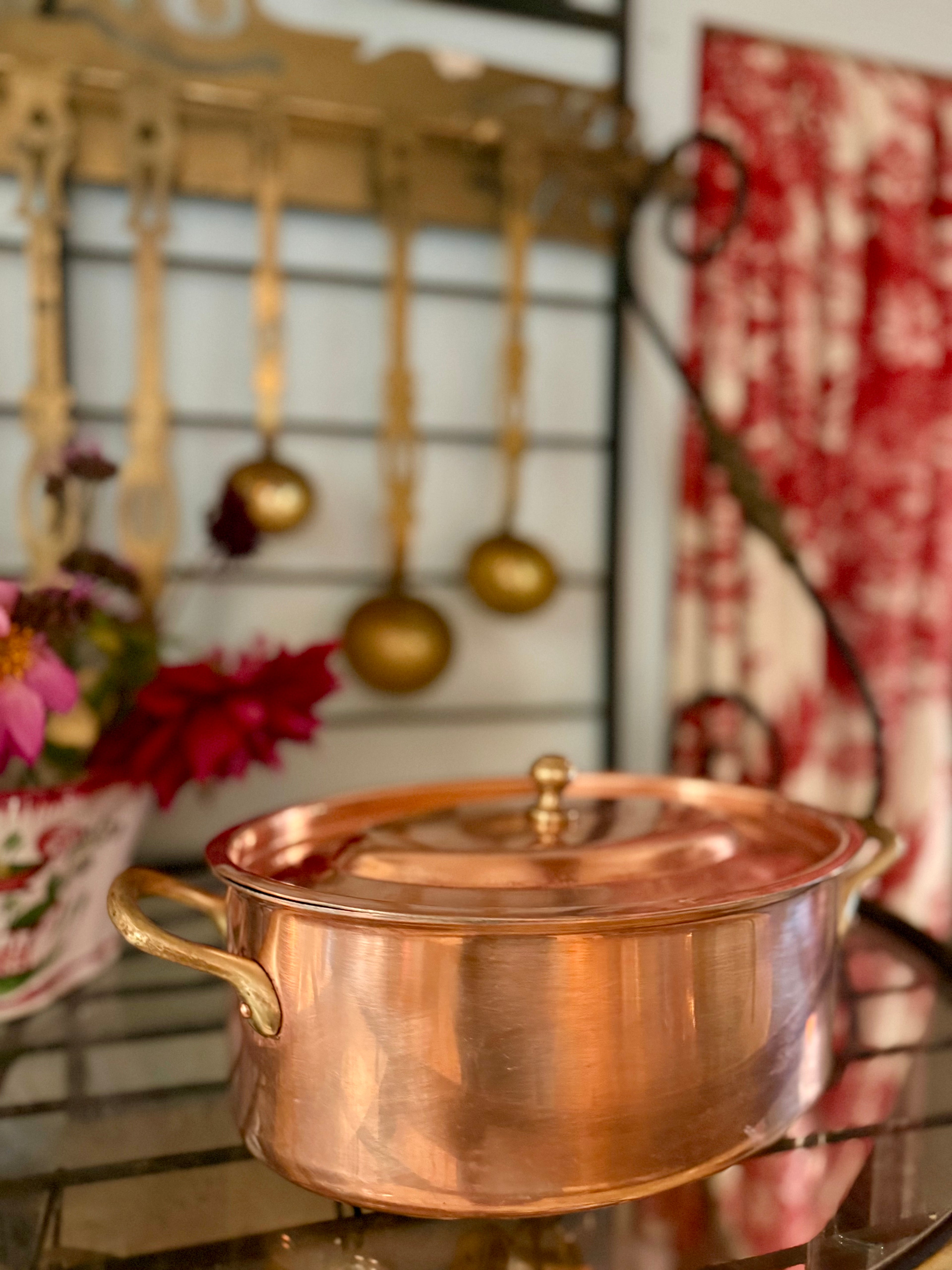 Vintage French Copper Casserole by L. Lecellier — Villedieu-les-Poêles