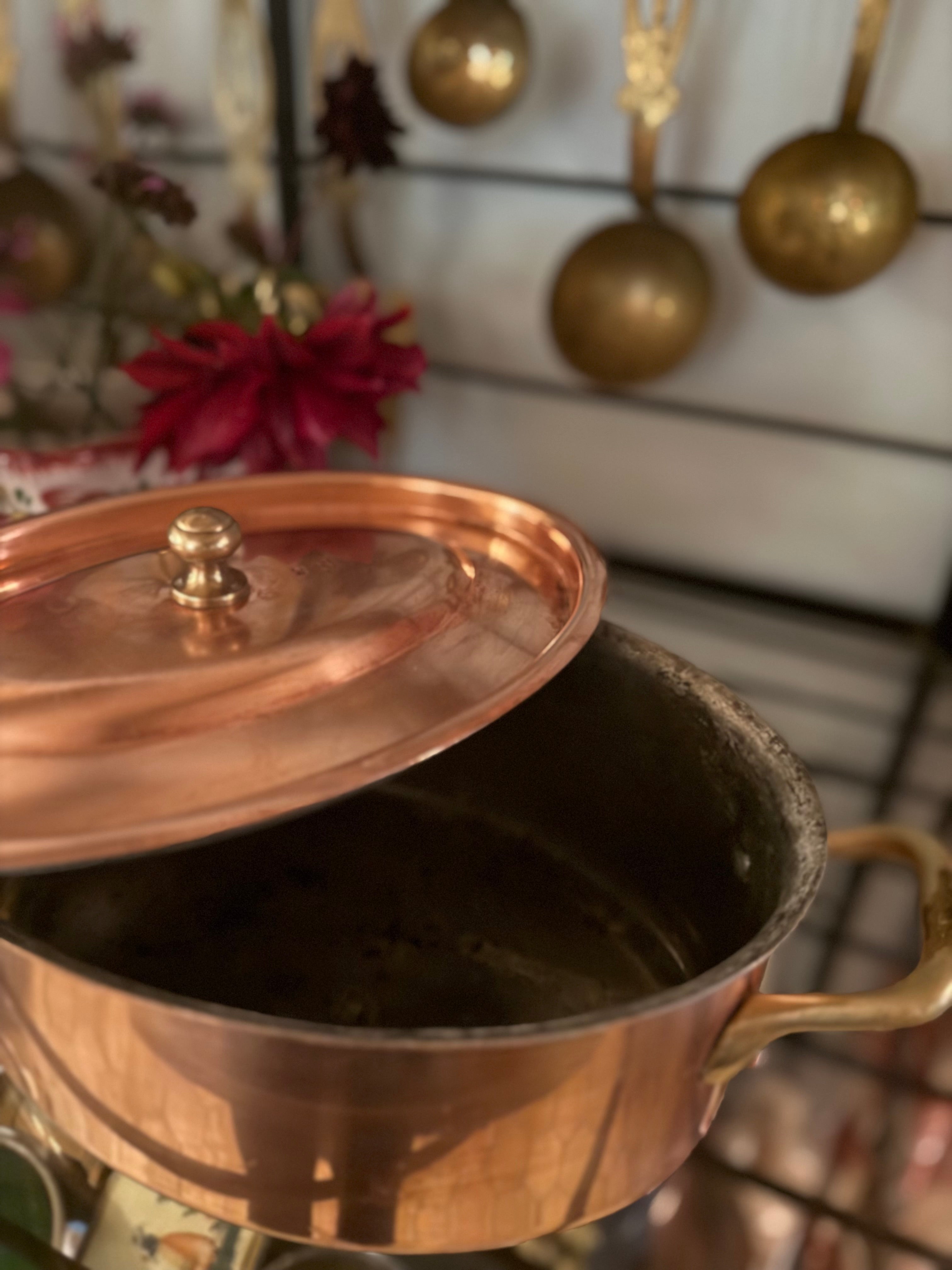 Vintage French Copper Casserole by L. Lecellier — Villedieu-les-Poêles