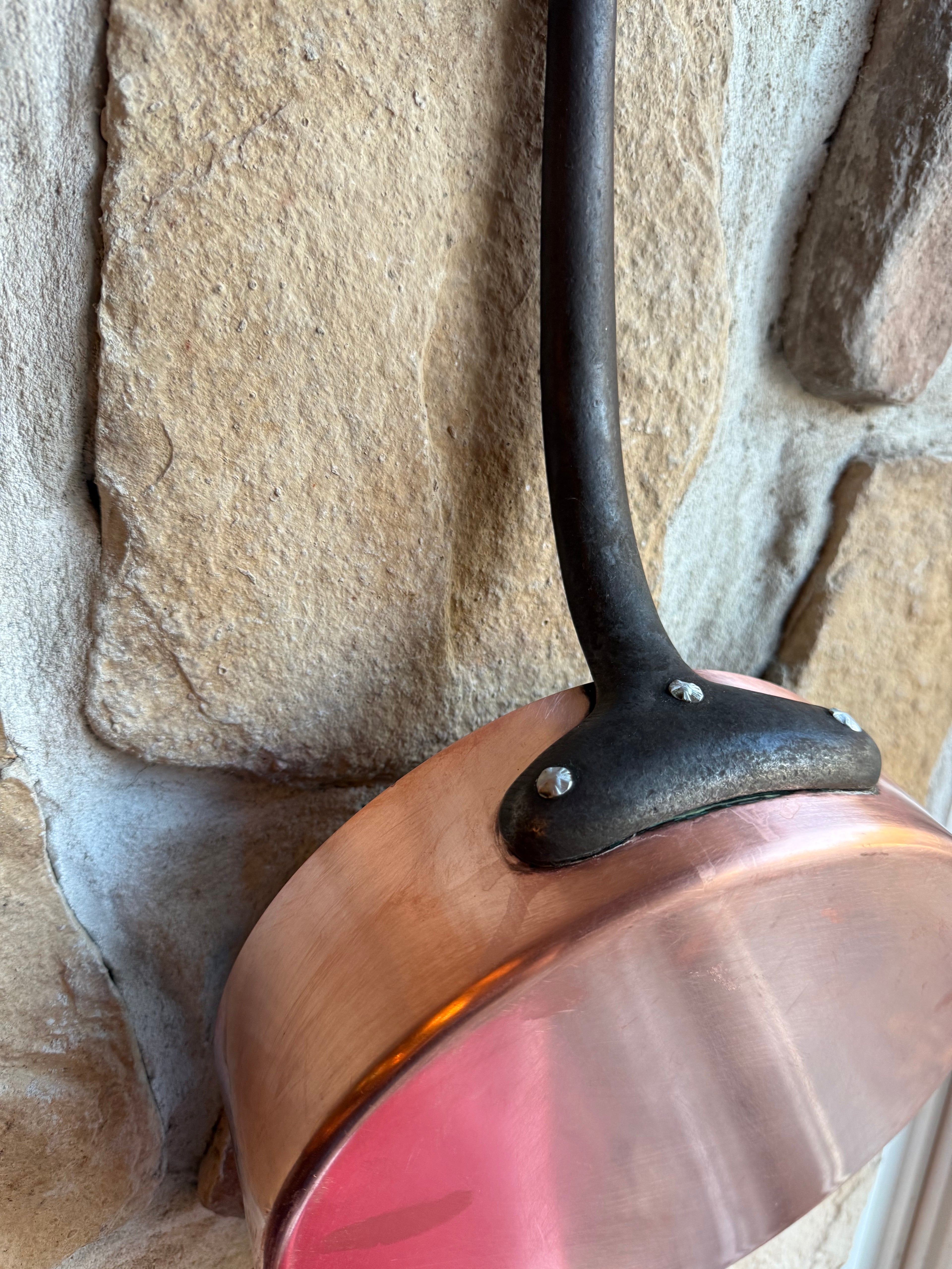 French Copper Fry Pan — 9” Tin-Lined with Forged Iron Handle