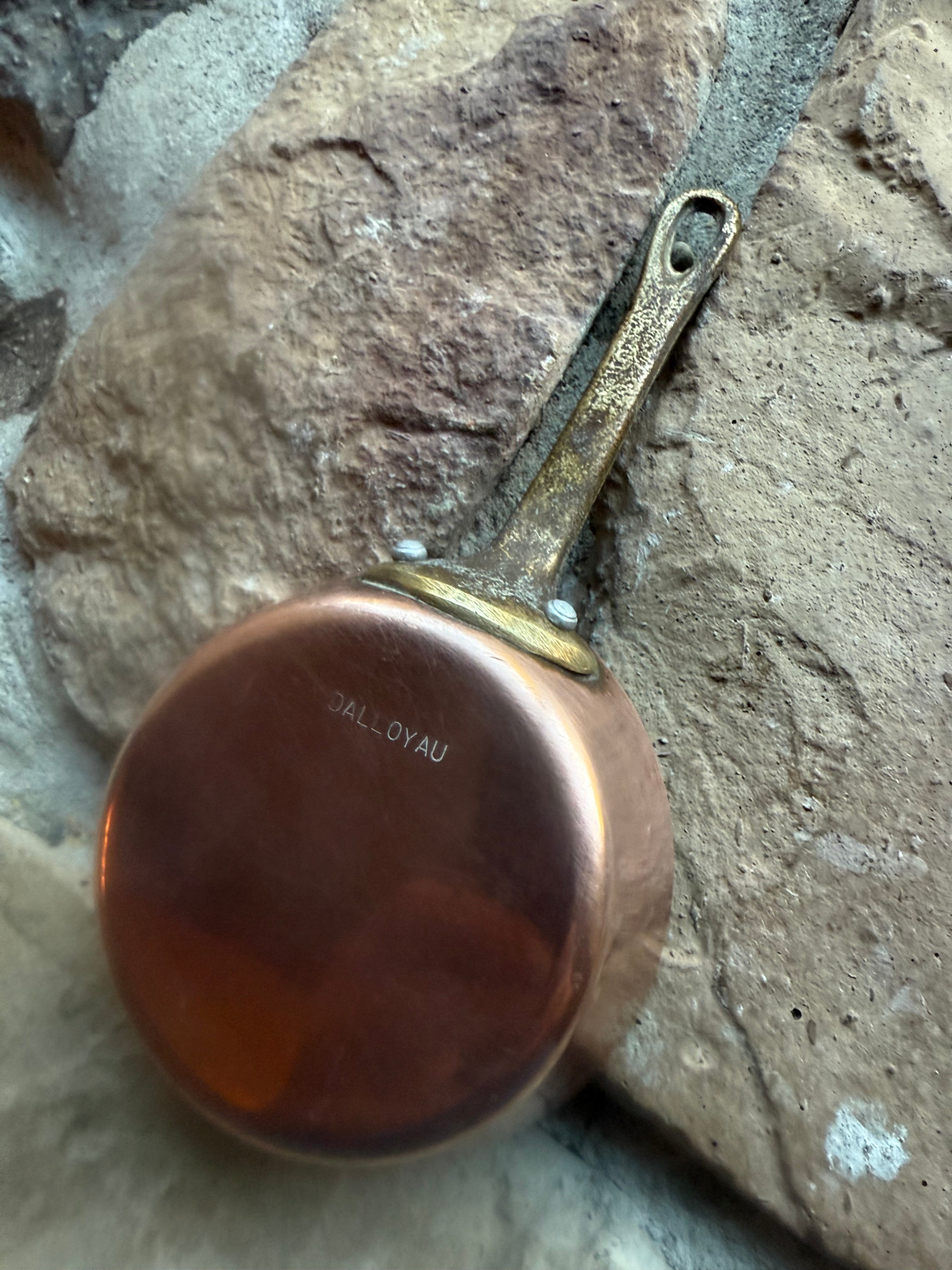 Reserved- Petite French Copper Saucepan — 3” DALLOYAU Paris, Tinned & Stamped - reserved for S. Rhodes