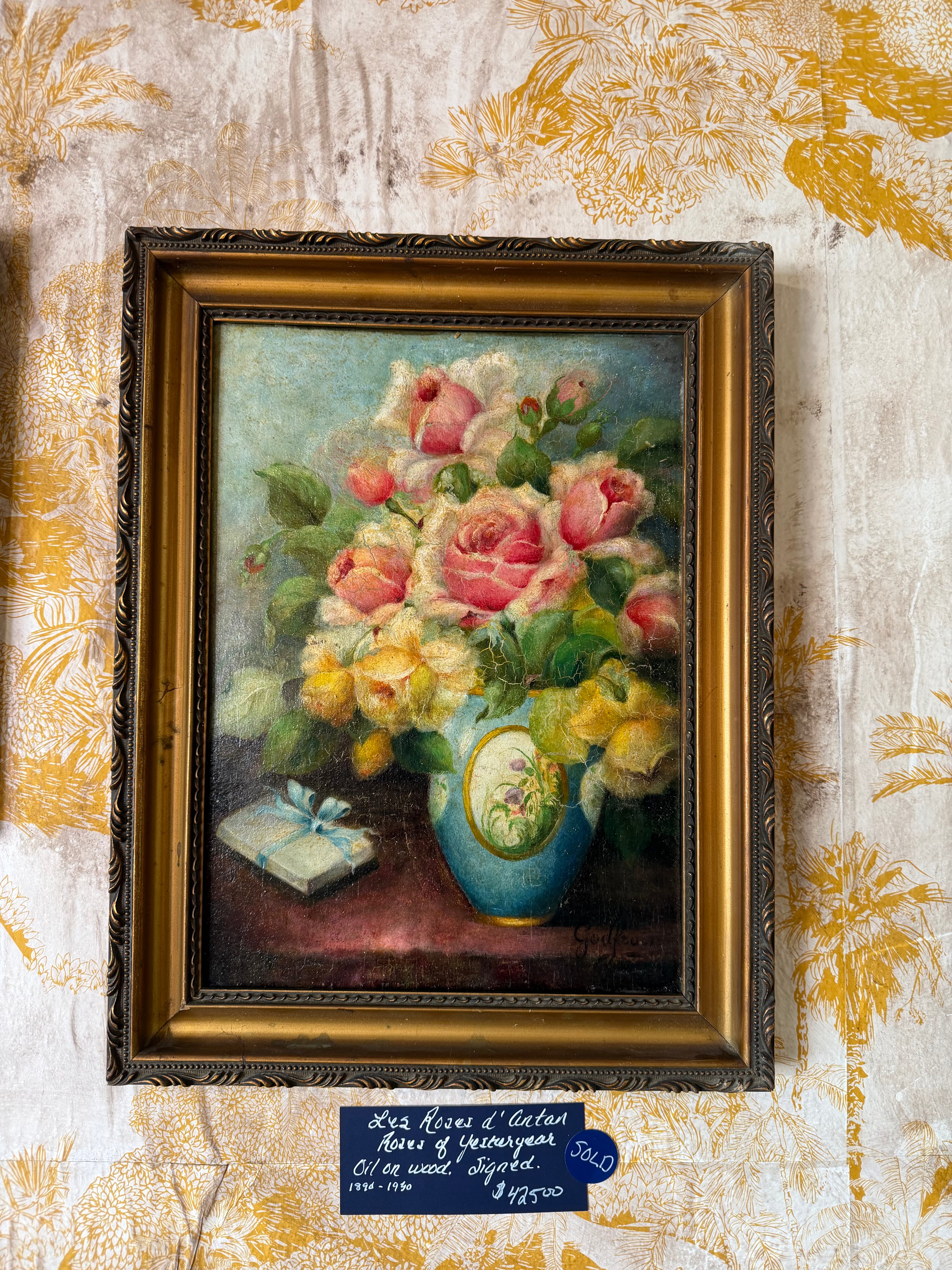 Roses of Afteryear, French Oil on Board