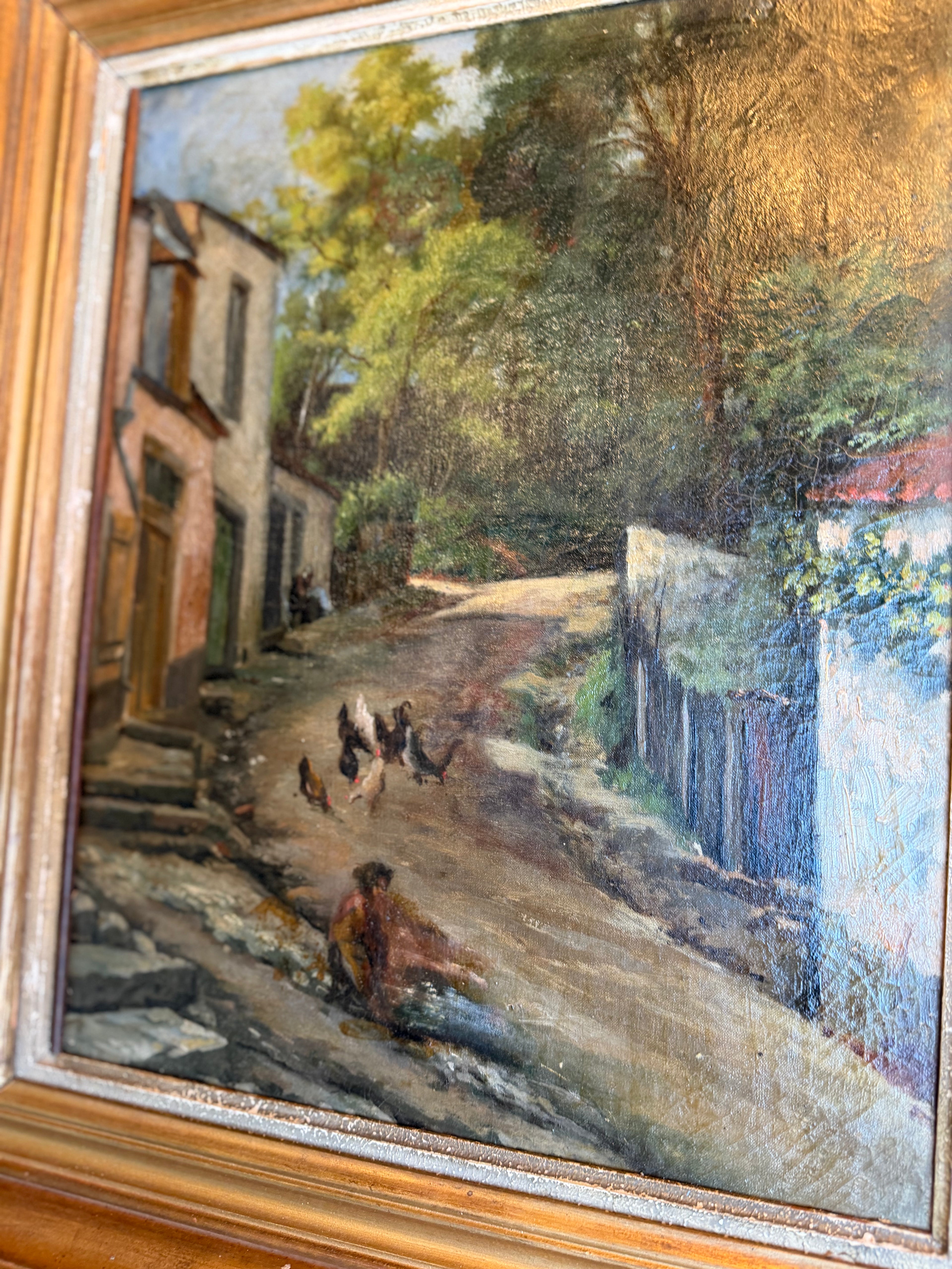Numa François Gillet (1868–1940) Antique French Village Oil Painting