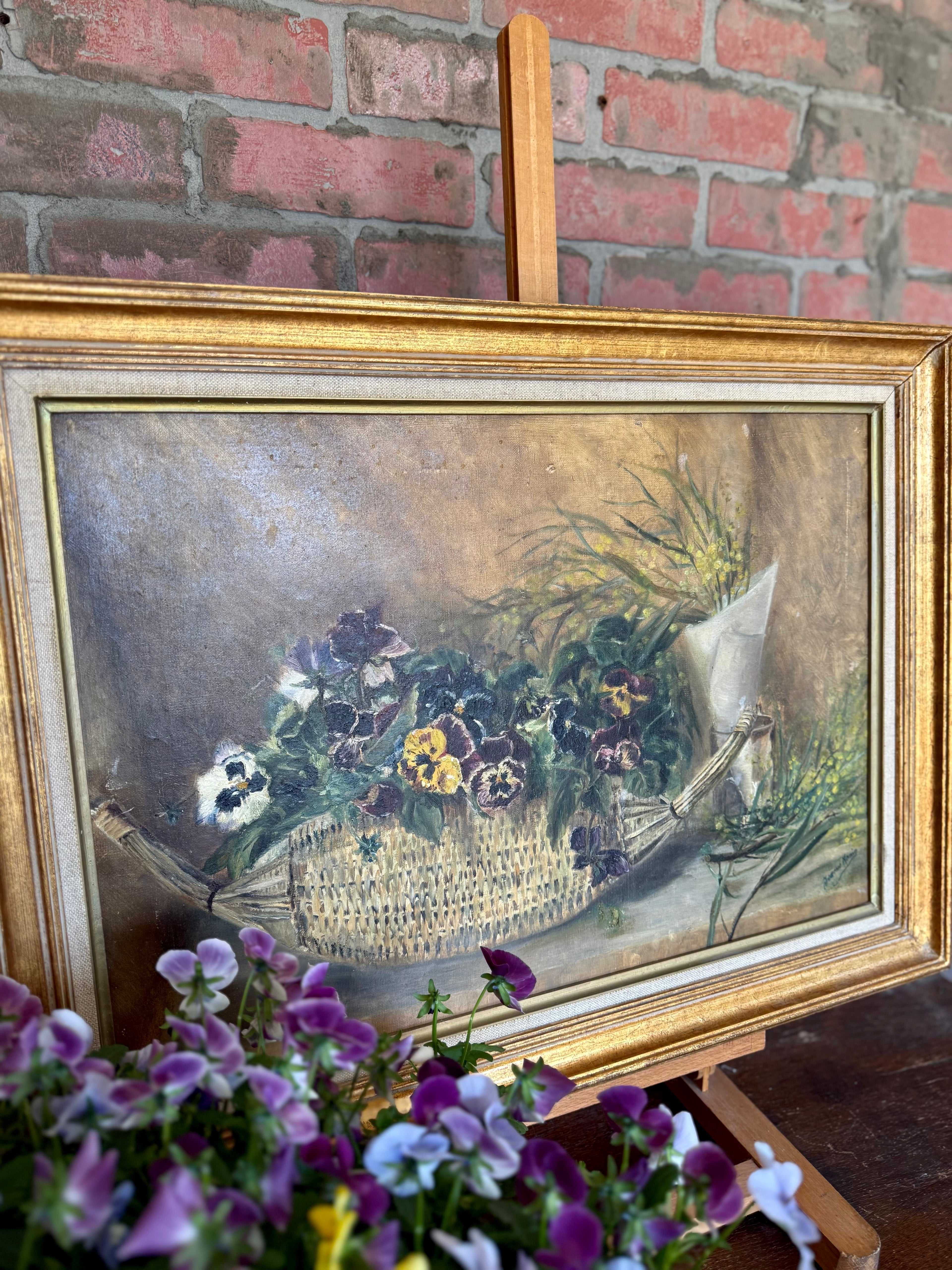 “Paniers de Pensées” – Vintage French Still Life, Jeanne Herling