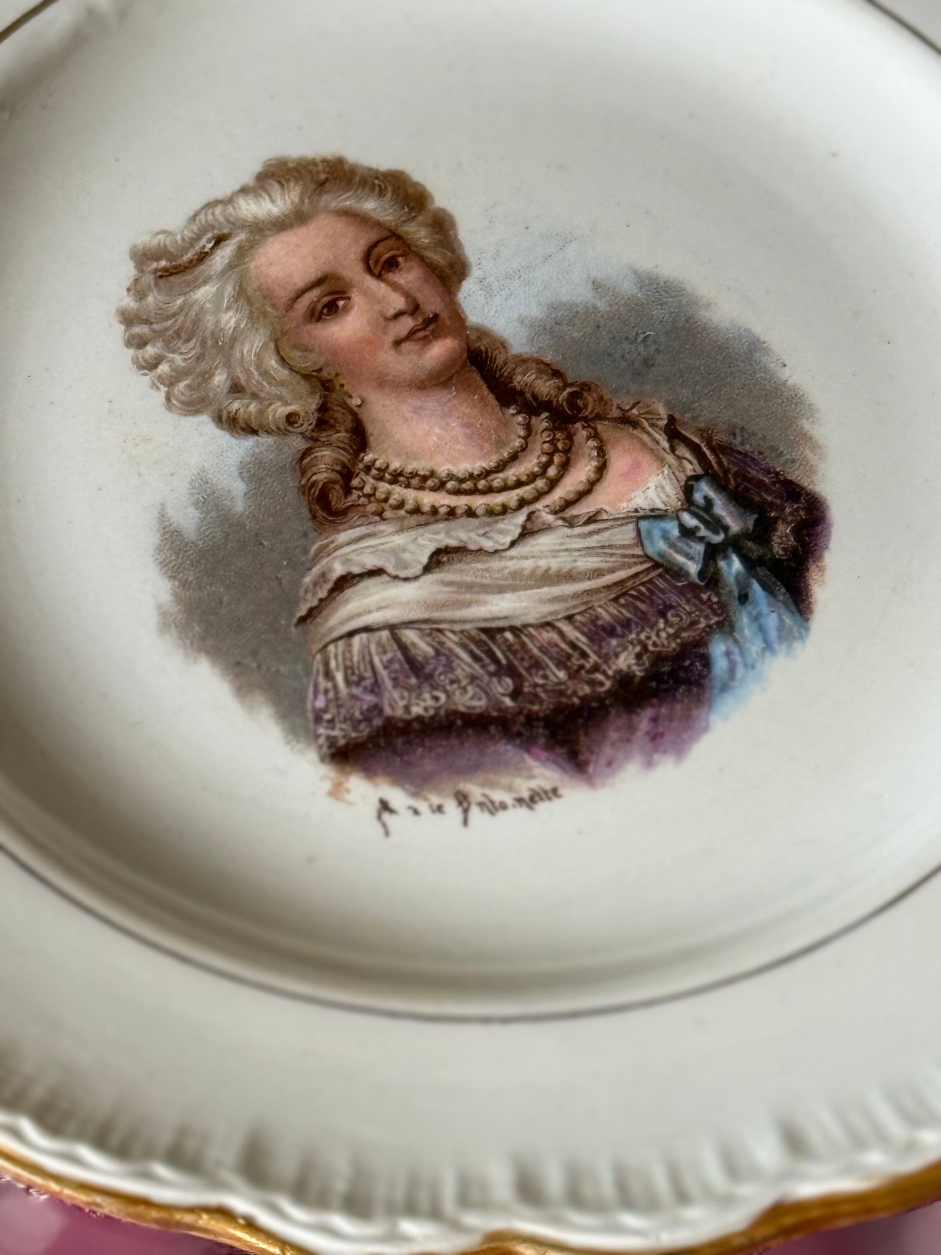 “Portraits de Cour” – Set of 6 French Revolutionary Porcelain Plates, Circa 1920
