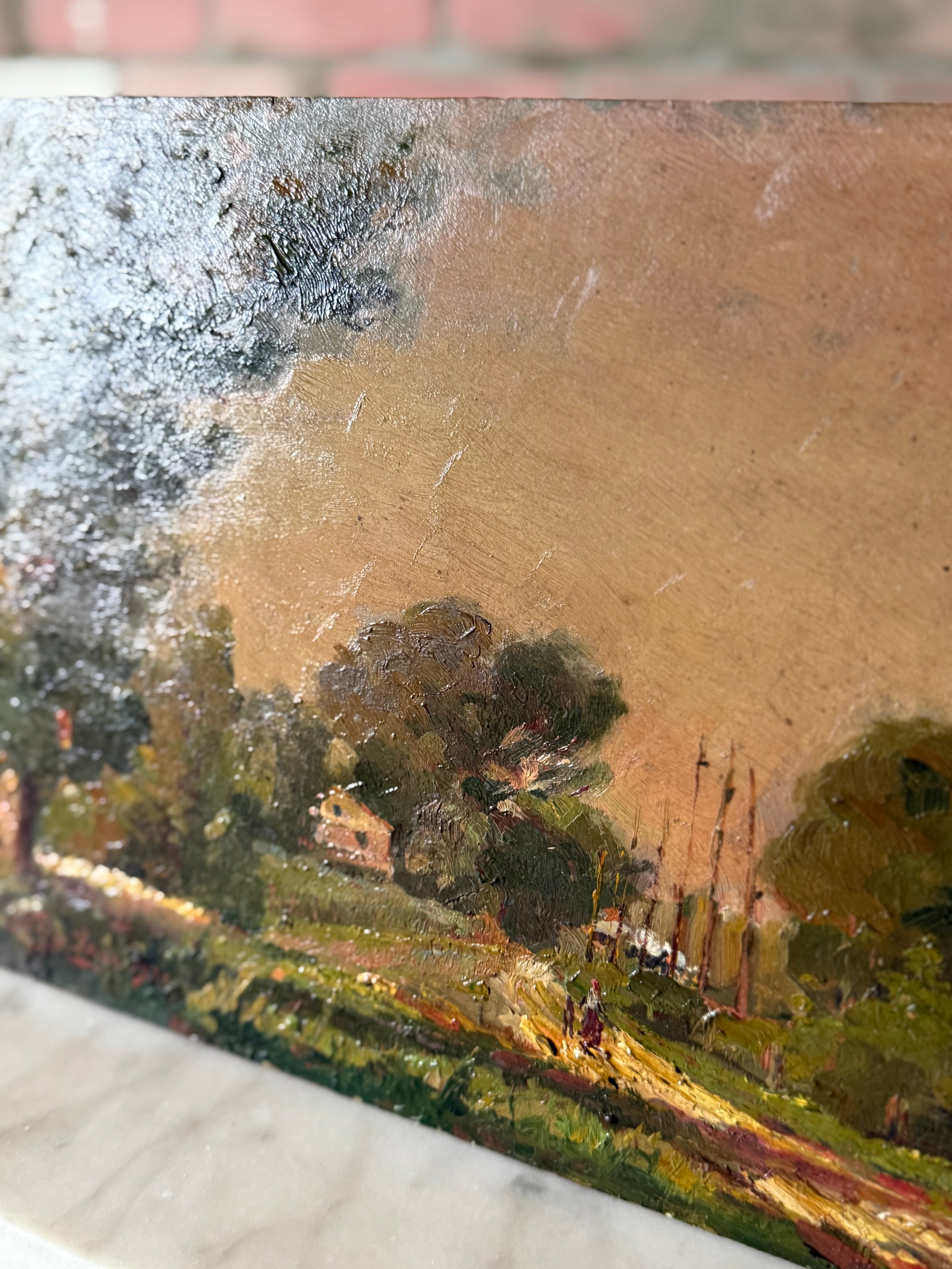 1922 Countryside Landscape on Board – Signed C. Vassil