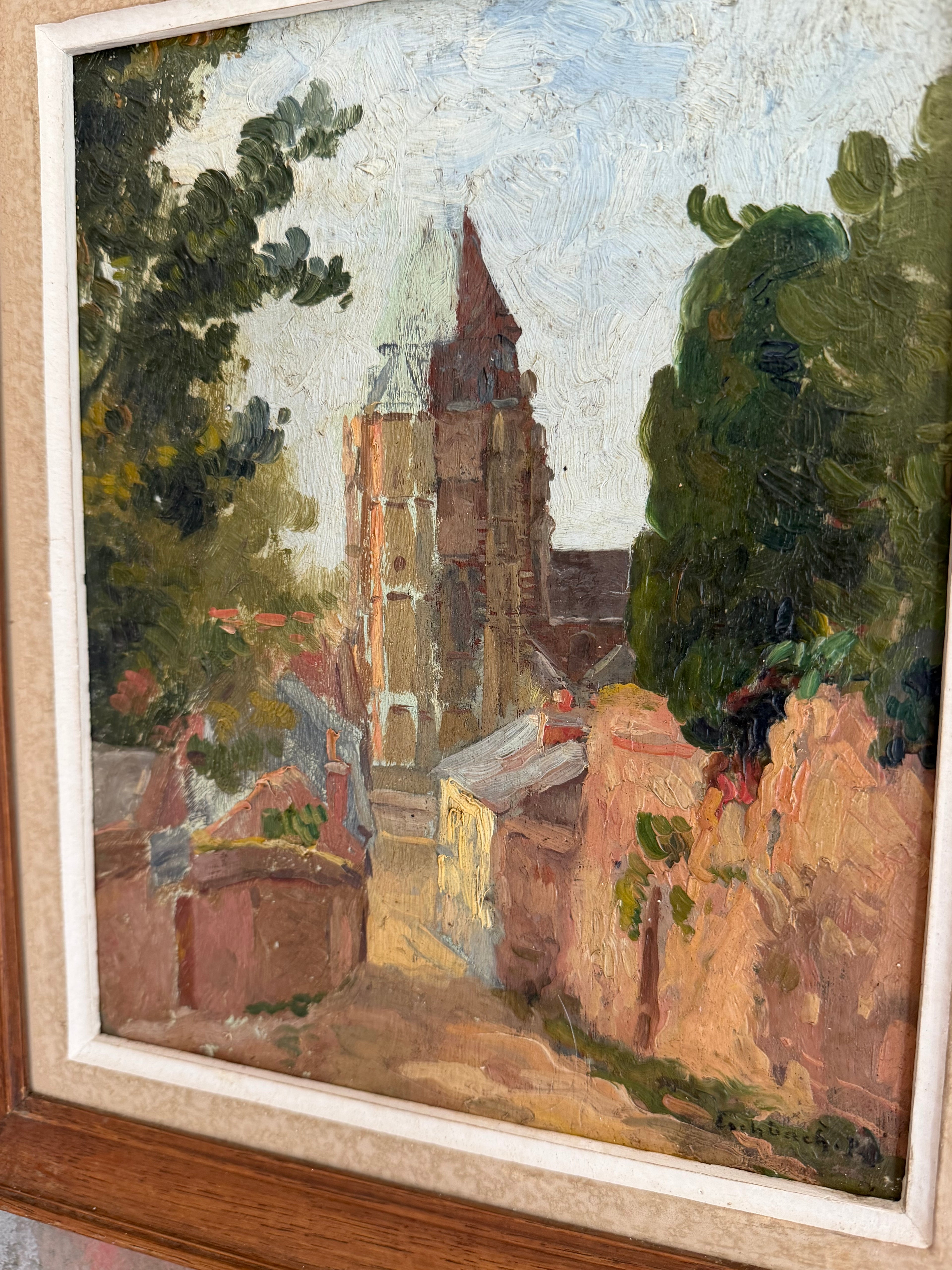 Sunlit French Village Path – Signed Paul André Eschbach