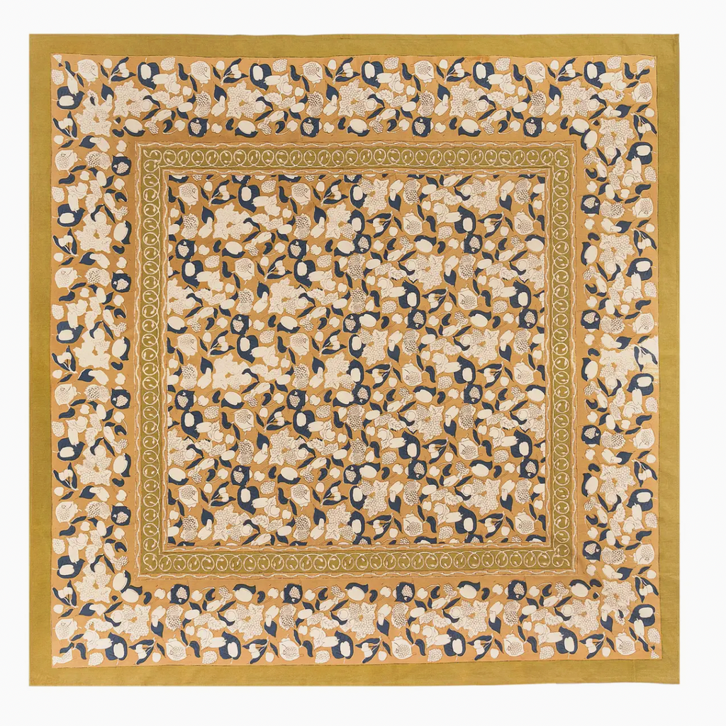 Forest Harvest Mustard & Blue | French Tablecloth