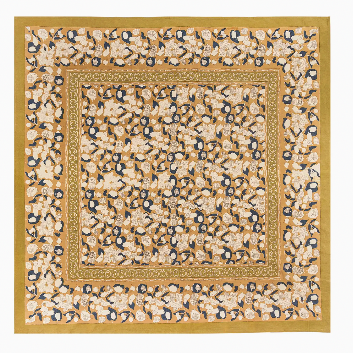 Forest Harvest Mustard & Blue | French Tablecloth