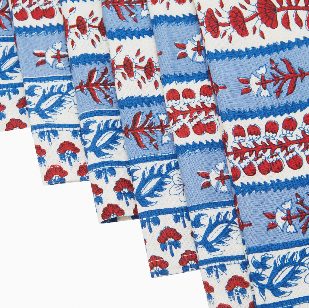 Luberon Napkins Red & Blue Set of 6