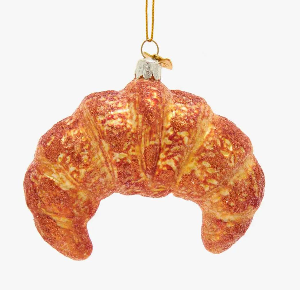 glass croissant ornament, French bakery Christmas ornament, Paris patisserie holiday décor