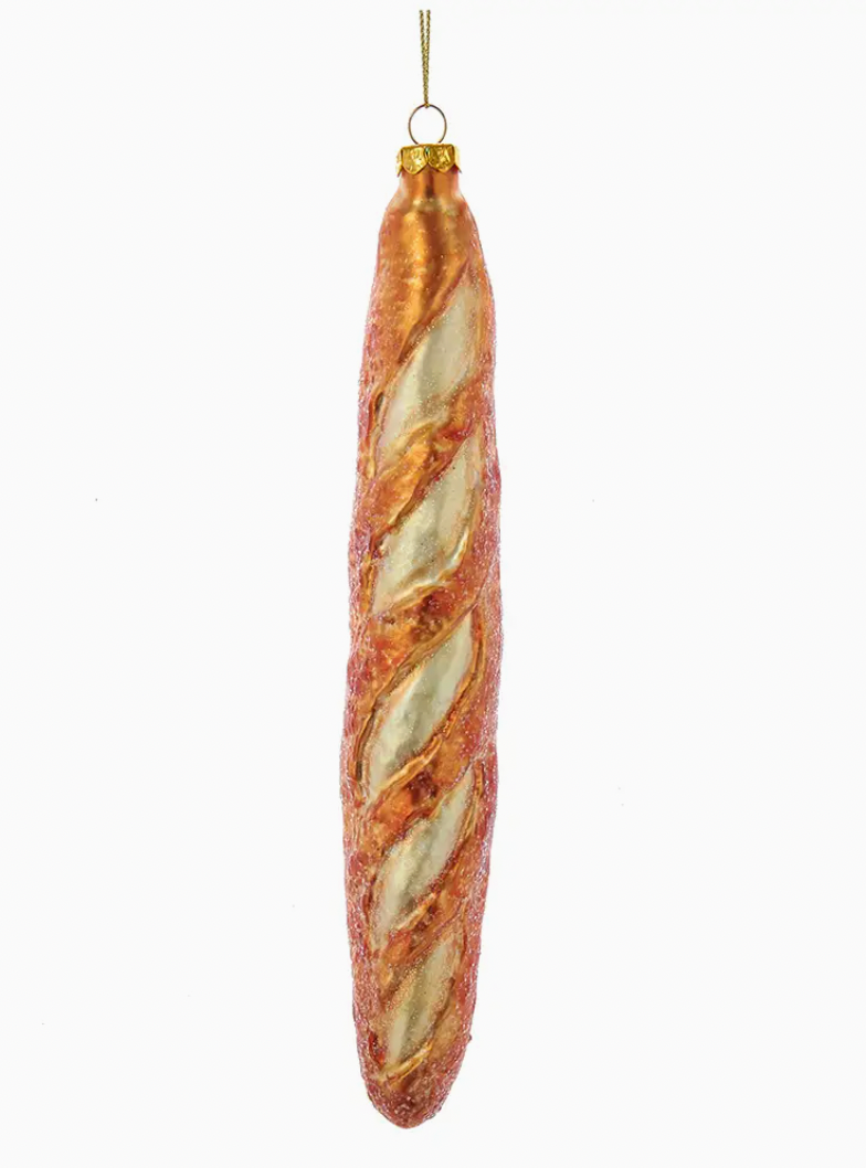 glass French baguette ornament, Paris bakery Christmas ornament, oversized baguette holiday décor