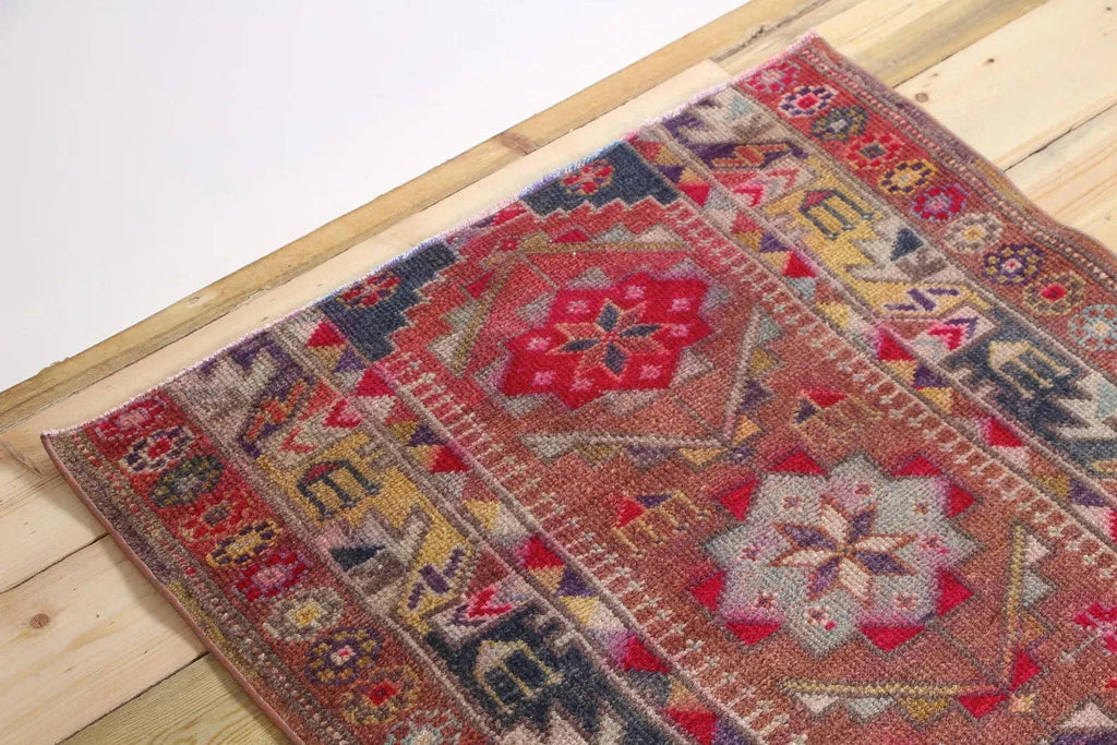 Vintage Anatolian Turkish Wool Runner | Hand-Knotted Village Rug | 3.9 x 7.2 ft
