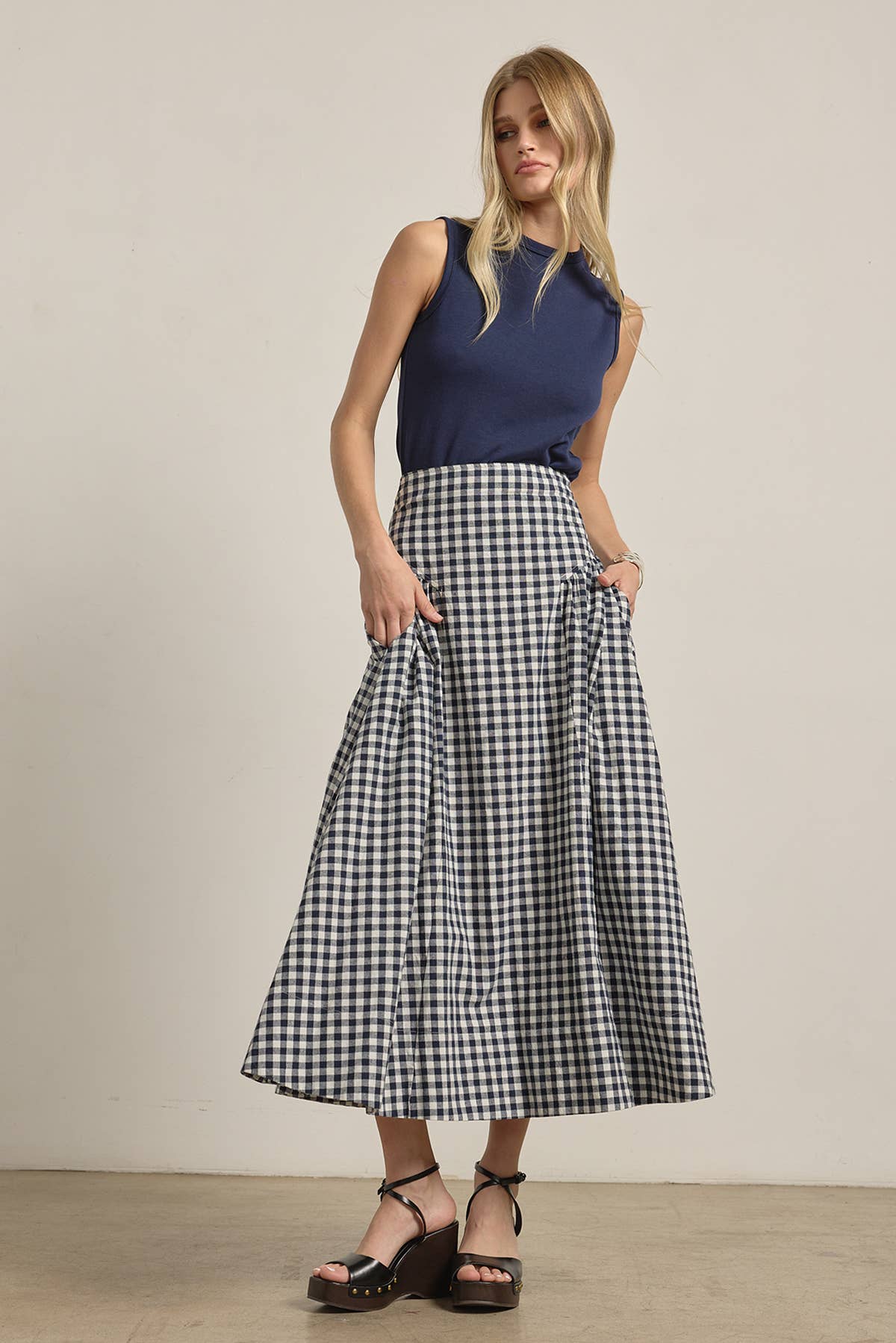 Gingham Garden Midi Skirt