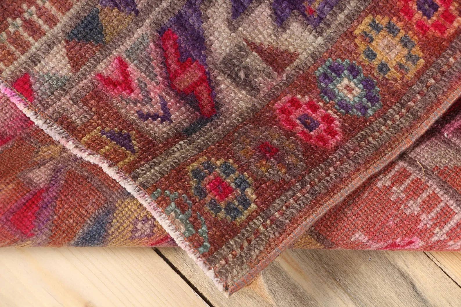 Vintage Anatolian Turkish Wool Runner | Hand-Knotted Village Rug | 3.9 x 7.2 ft