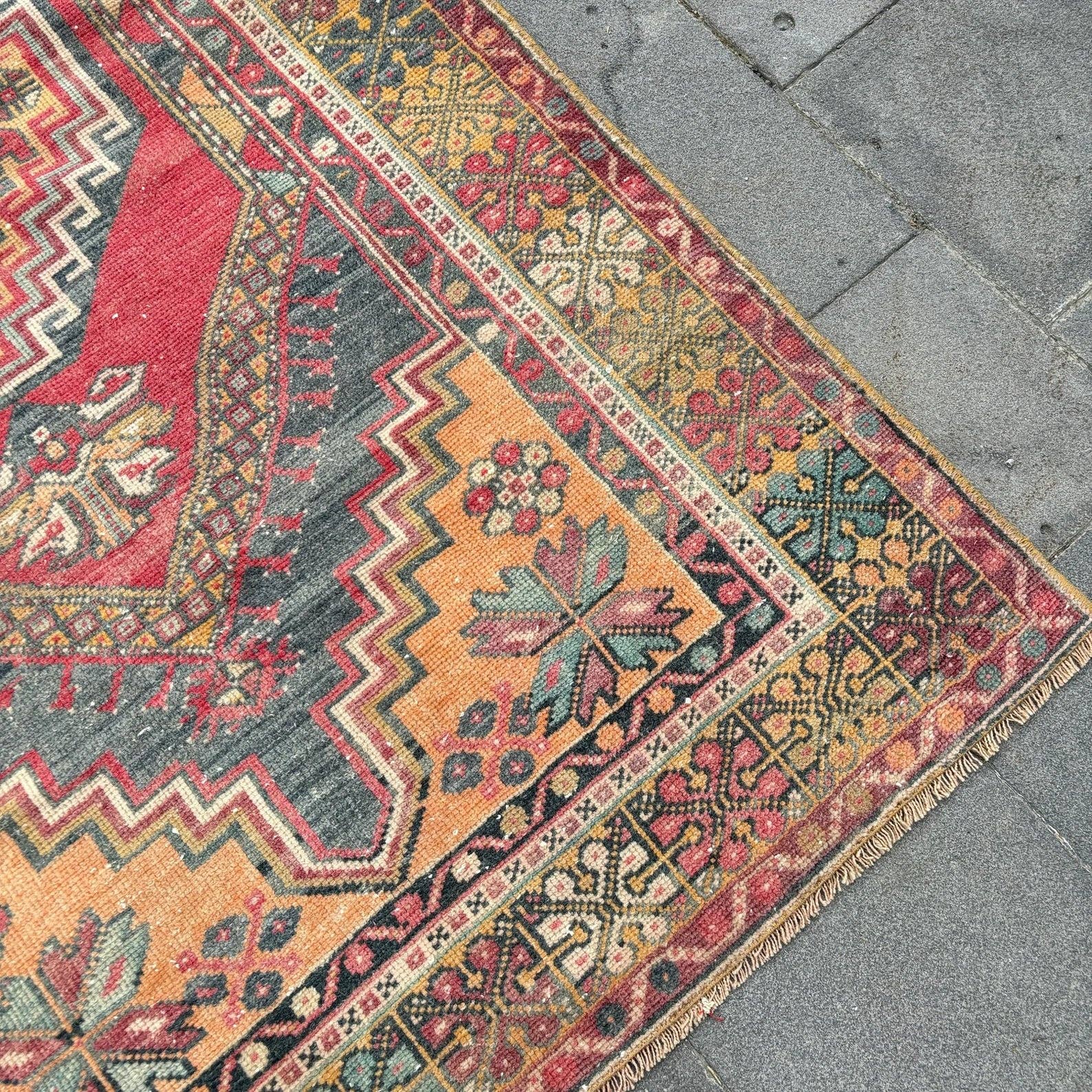 Cranberry Vintage Anatolian Turkish Wool Rug | 3.6 x 6.4 ft