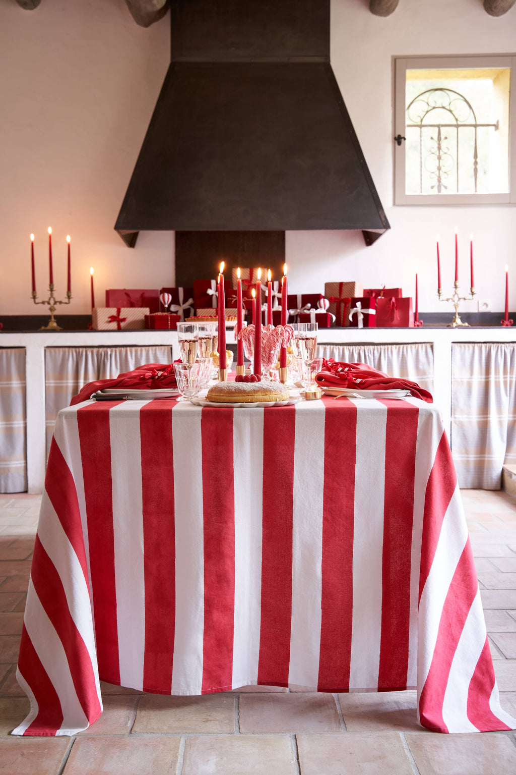 St. Tropez Red Stripes | French Tablecloth